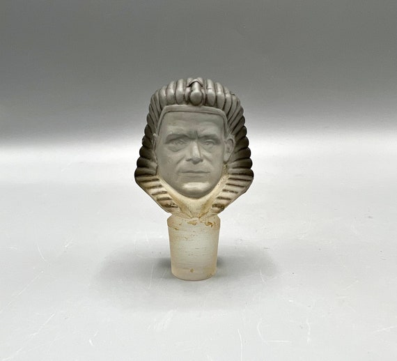 STOPPER Perfume BICHARA Baccarat Ambre d'Abyssinie Yavahna Mounira Art Deco Bouchon Flacon Sphinx Pharaoh Antique Rare Crystal 20s Lalique