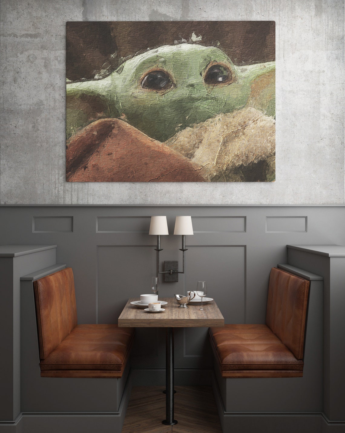Baby Yoda Large Wall Art Abstract Landscape Canvas Print Etsy