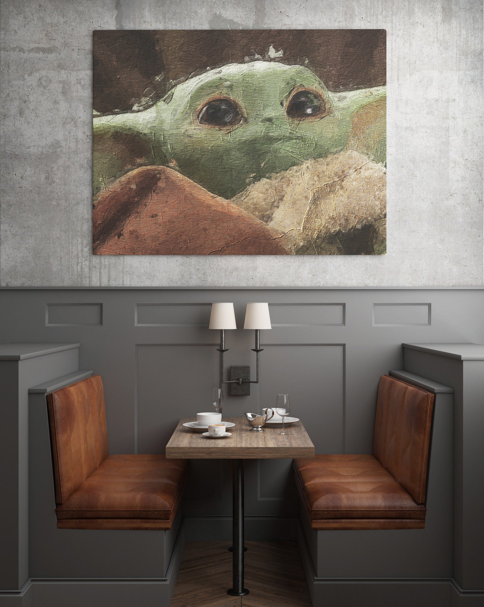 Baby Yoda Large Wall Art Abstract Landscape Canvas Print Etsy