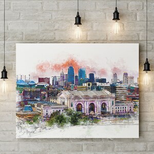 Kansas City, Missouri Skyline - Abstract Canvas Art for Modern Home & Office Decor