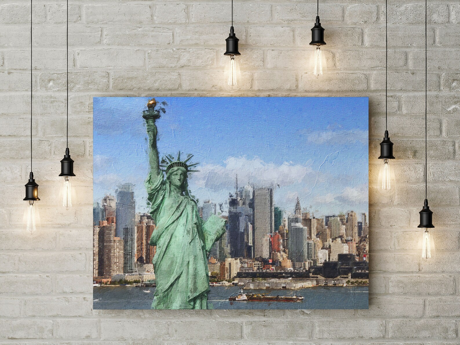 Statue of Liberty NYC Abstract Canvas Wall Art Etsy