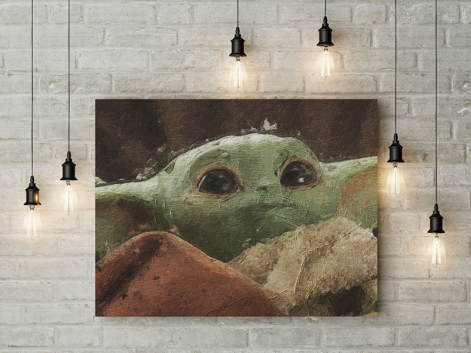 Baby Yoda Large Wall Art Abstract Landscape Canvas Print Etsy