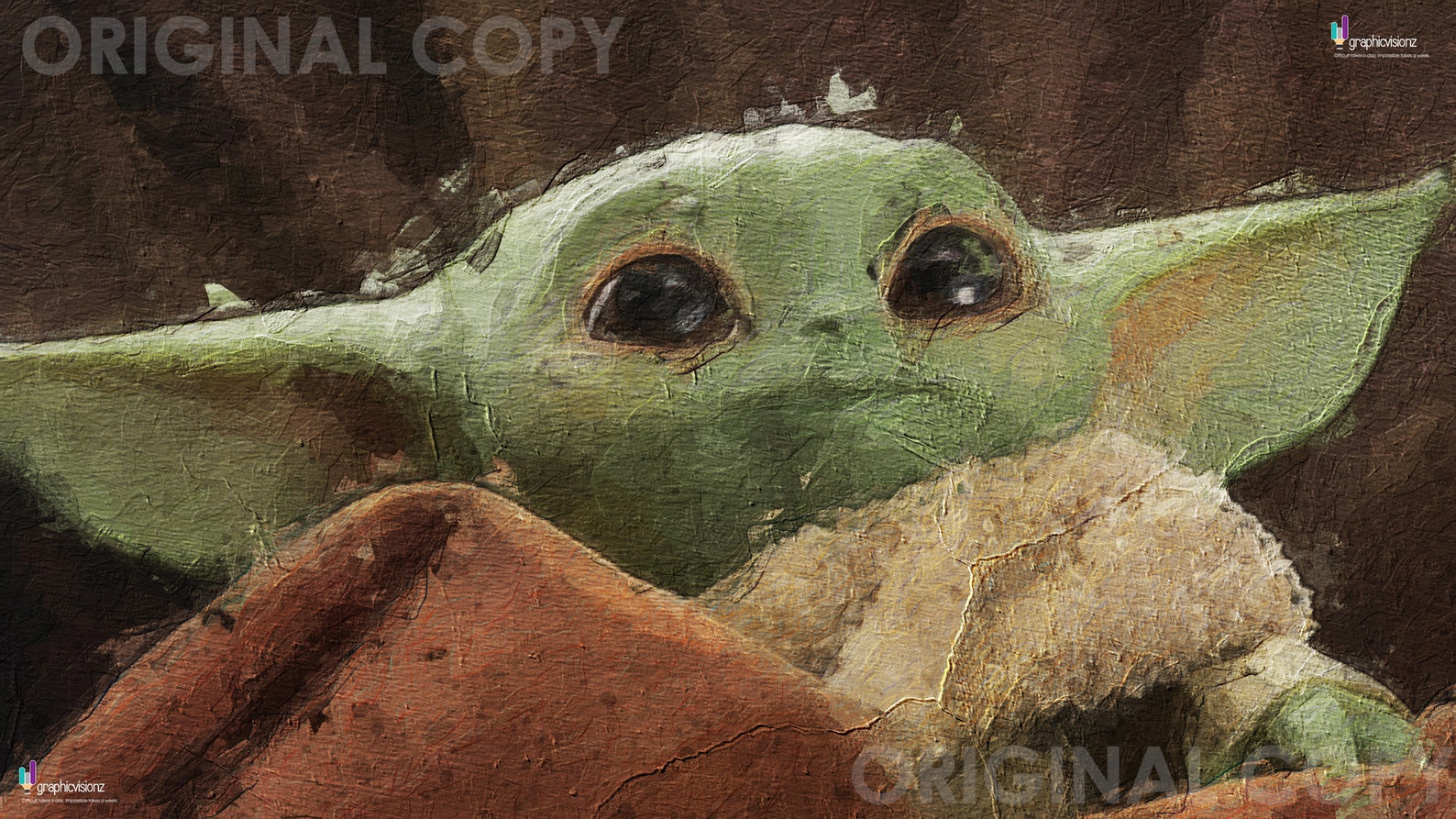 Baby Yoda Large Wall Art Abstract Landscape Canvas Print Etsy