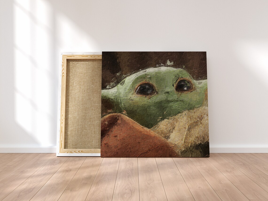 Baby Yoda Large Wall Art Abstract Landscape Canvas Print Etsy
