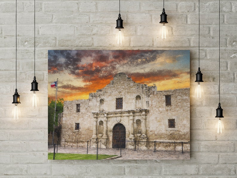 The Alamo San Antonio TX Abstract Canvas Art for Texas Etsy