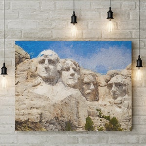 Mount Rushmore Aquarell Malerei Leinwand Wandkunst