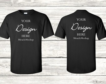 Front Back Black Gildan Mock Up G500 Mock Up White Etsy