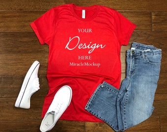 Download Red Shirt Mockup Etsy