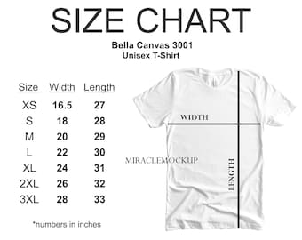 Size Chart Etsy