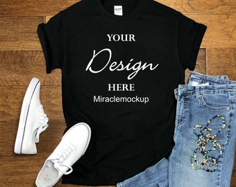 Download Black T Shirt Mockup Etsy