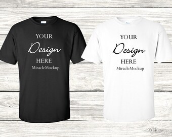 Mockup Tshirt Black Gildan Men Etsy