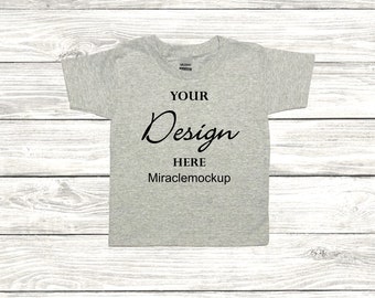 Kids Sport Grey T-Shirt Mockup: Gildan Toddler Flat Lay (Digital Download)
