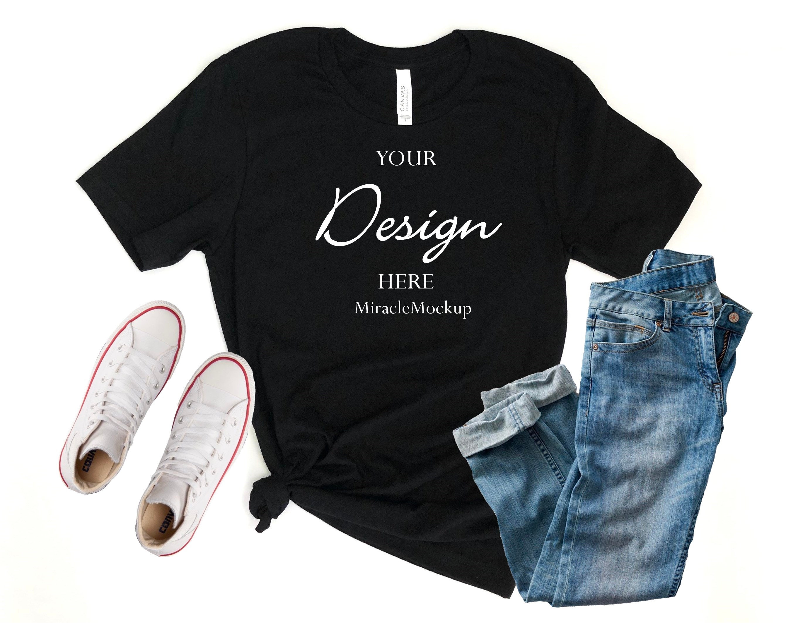 Download Bella Canvas 3001 Black MockUp Shirt Unisex Men's | Etsy