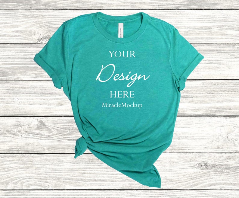 Bella Canvas 3001 Heather Aqua Mock up Shirt Unisex Men's - Etsy