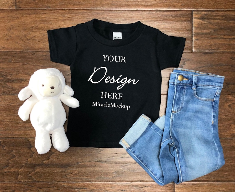 Download Kids Black Gildan Shirt Toddler Mock up T-Shirt Toddler Shirts | Etsy