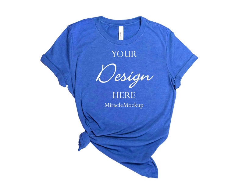 Download Bella Canvas 3001 Heather True Royal Mock up Shirt Unisex ...