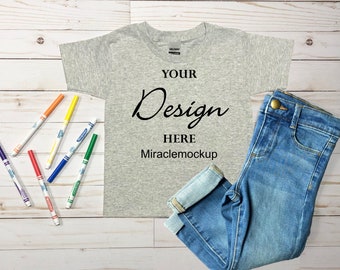 Kids Sport Grey T-Shirt Mockup: Toddler Flat Lay Template (Digital Download)