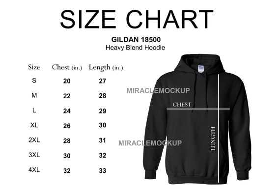 Gildan 18500 Size Chart Mockup Heavy Blend Hoodie Sizing Hooded Gildan  Sweatshirt Mock up Design Template nc1