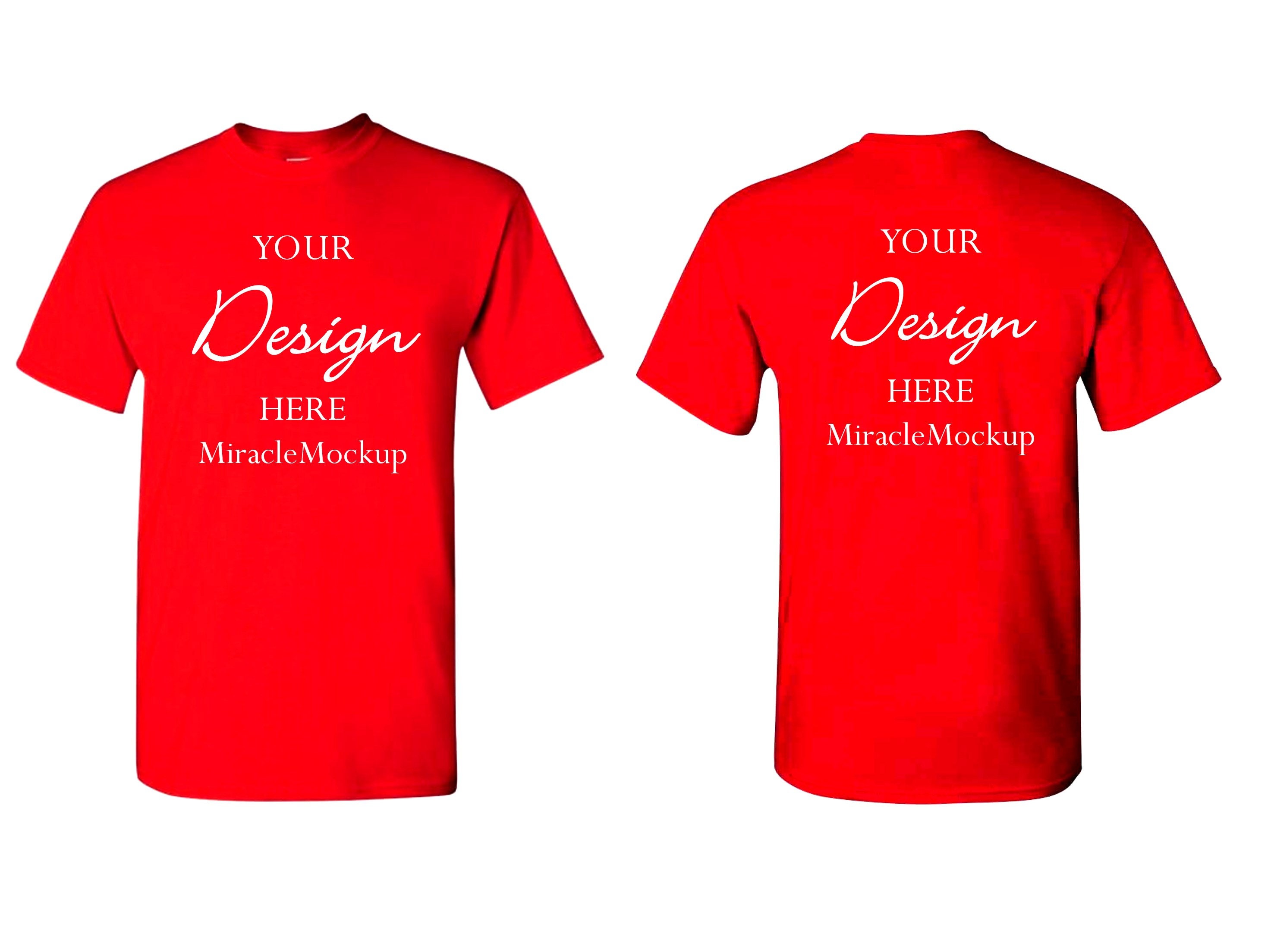 Front & Back Red Gildan Mock Up G5000 Mock-Up White Background | Etsy