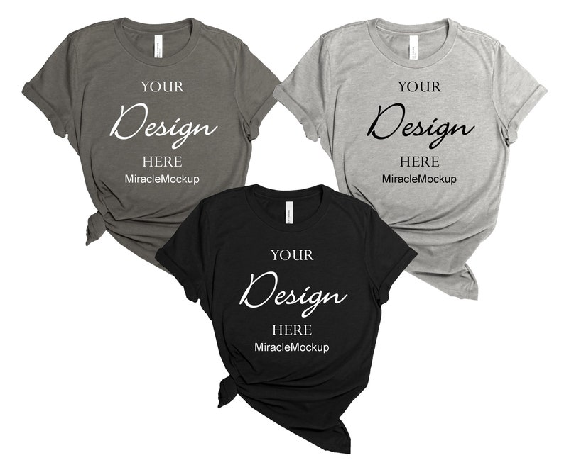 Download Black Deep Heather Athletic Bella Canvas 3001 Mockup Shirt ...