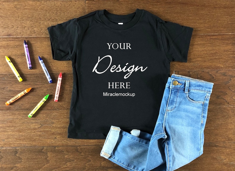 Kids Black Bella Canvas Mock up Toddler T-Shirt Toddler Shirts | Etsy