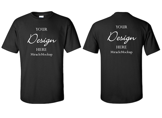 Front \u0026 Back Black Gildan Mock up G2000 