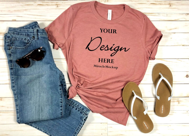 Download Bella Canvas 3001 Mauve Mockup Shirt Unisex Women's Summer | Etsy
