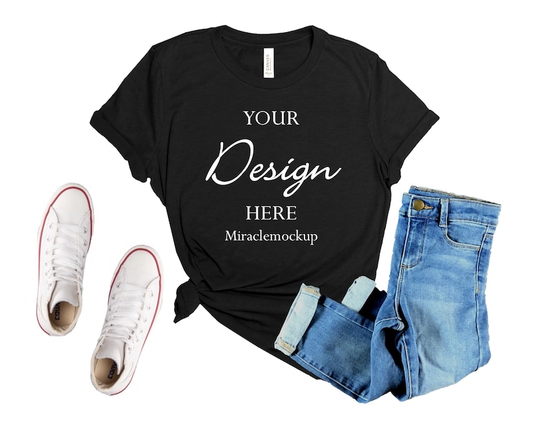 Download Black Bella Canvas 3001 Mockup Shirt Unisex Men's | Etsy