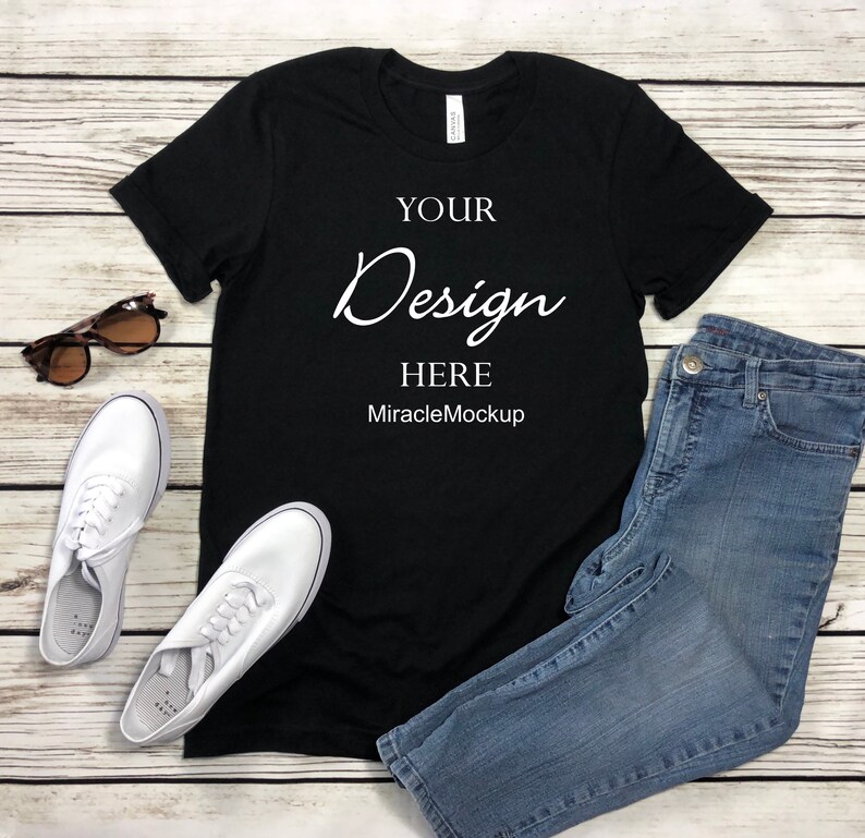 Download Bella Canvas 3001 Mockup Shirt Bundle Mock up Black White ...