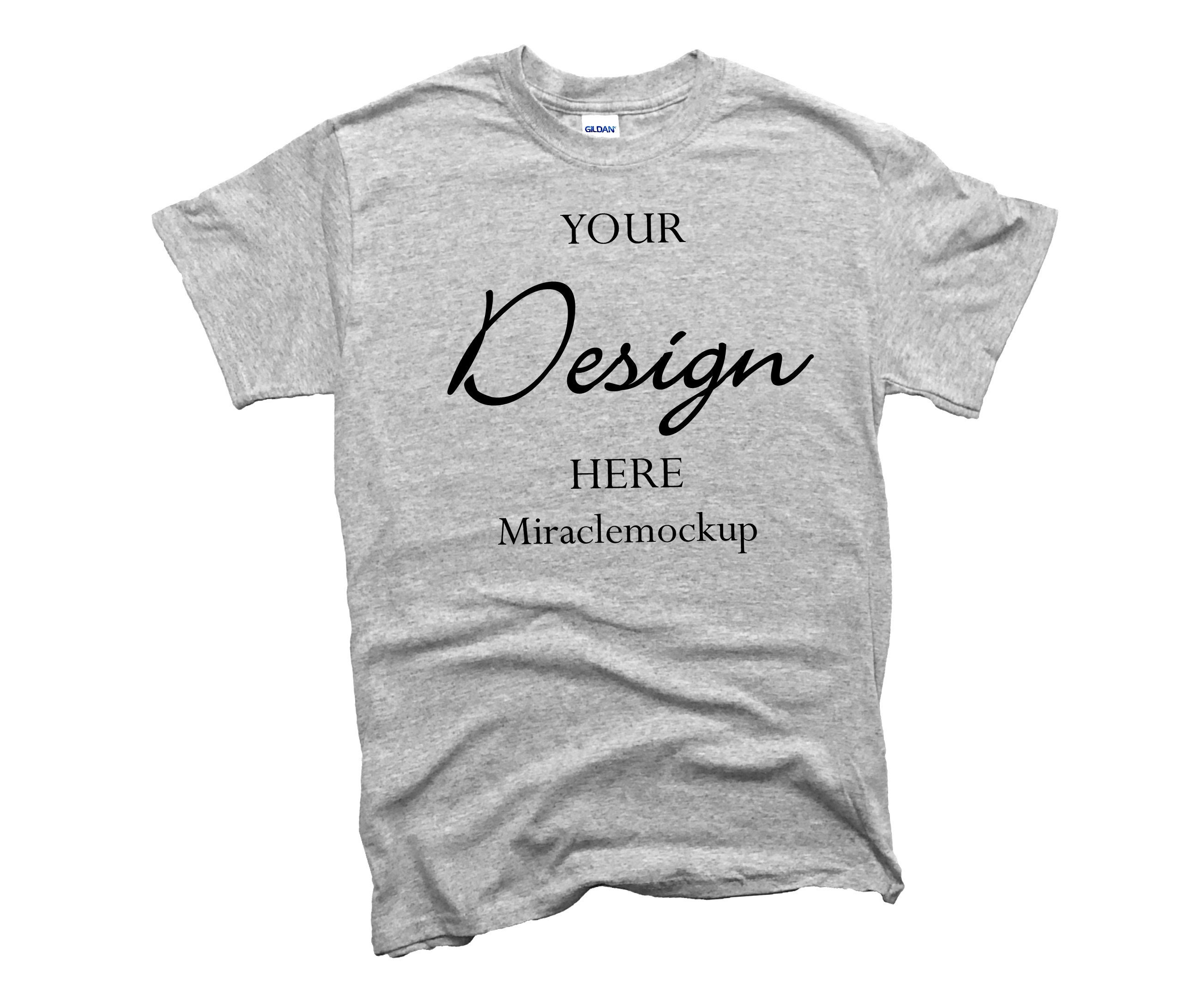 Download Sport Grey Gildan 5000 Mock Up Shirt White Background Mock ...
