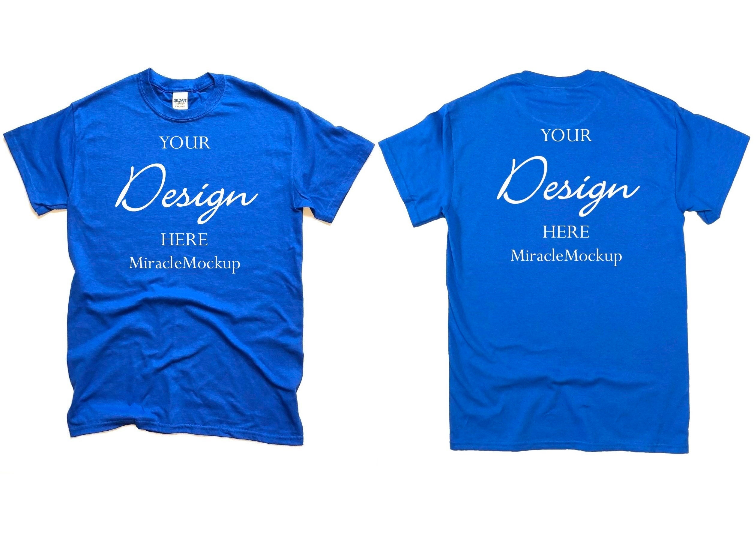 Front & Back Royal Blue Gildan Softstyle Mock up 64000 Mock-Up | Etsy