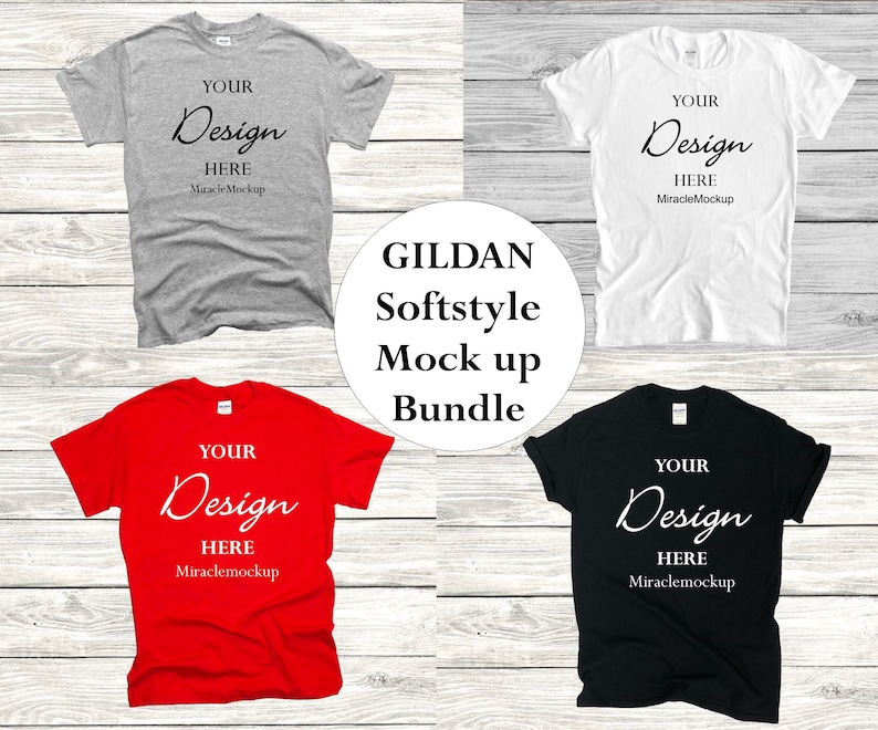 Download Gildan Softstyle Mock up Bundle T-Shirt 64000 Shirt Mockup ...