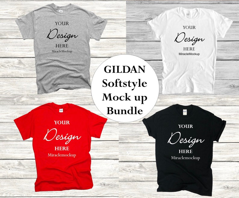 Download Gildan Softstyle Mock up Bundle T-Shirt 64000 Shirt Mockup ...