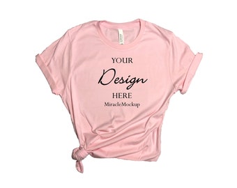 Heather Pink Bella Canvas 3001 Mockup: Unisex T-Shirt Template (Digital Download)