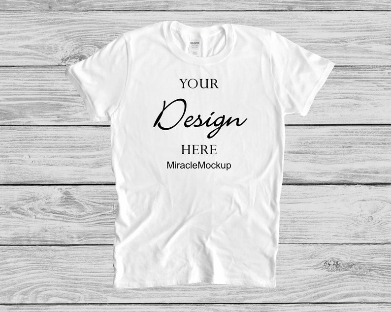 Download White Gildan Softstyle Mock Up 64000 Shirt Mock-Up Gildan ...