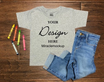 Kids Sport Grey T-Shirt Mockup: Toddler Flat Lay (Digital Download)