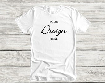 Bella Canvas 3001 White T-Shirt Mockup: Unisex Flat Lay (Digital Download)