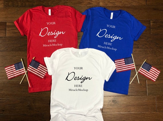 Bella Canvas 3001 Red White Blue Mock Up Shirt Patriotic 4th Etsy