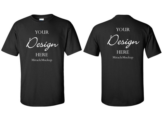 Download Front Back Black Gildan Softstyle Mock Up 64000 Mock Up Etsy