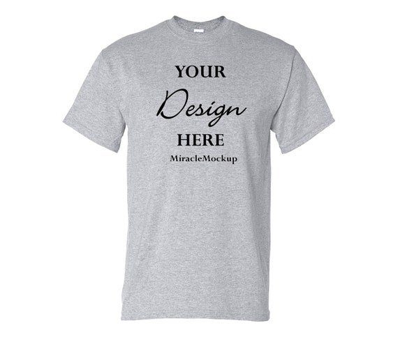 Sport Grey Gildan 5000 Mockup: White Background Tee (Digital Download)