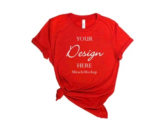 Bella Canvas 3001 Rot T-Shirt Mockup: Unisex Flat Lay (Digitaler Download)