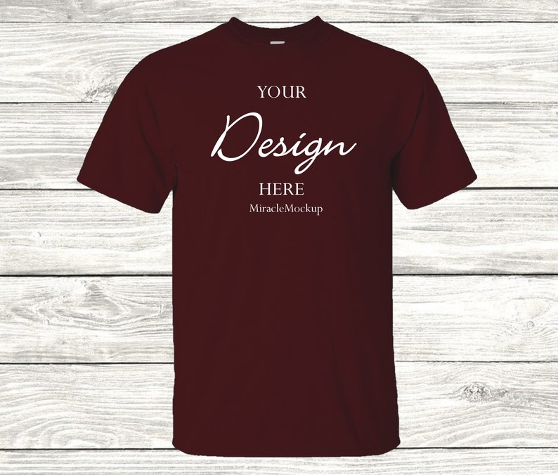 Download Maroon Gildan Mock Up 5000 Mock-Up Wood Background Gildan ...