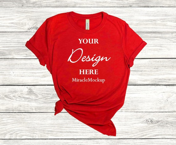 Bella Canvas 3001 Heather Red Mock Up Shirt Unisex Men S Etsy