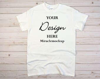 Maqueta de camiseta blanca Gildan 64000: Plantilla de diseño unisex (descarga digital)