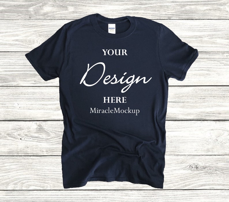 Gildan Softstyle Navy Mock up T-shirt 64000 Mock-up Wood - Etsy