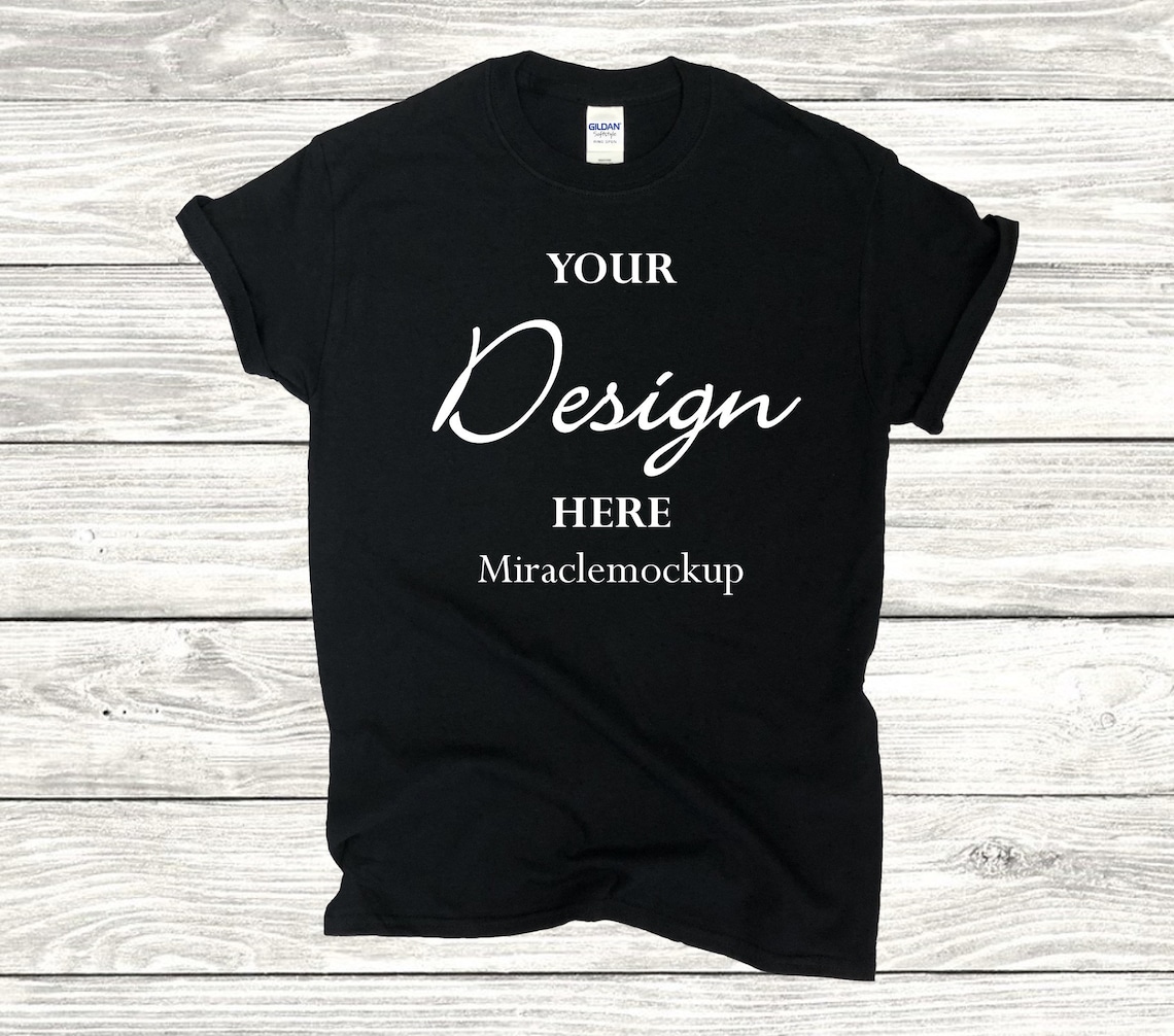 Black Gildan 64000 Softstyle Mockup T-Shirt Gildan Mock up | Etsy