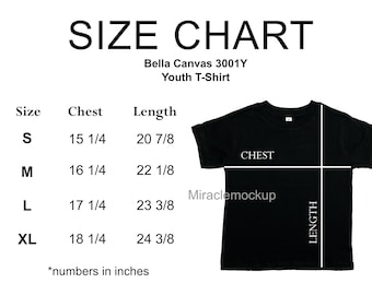 youth t shirt size chart