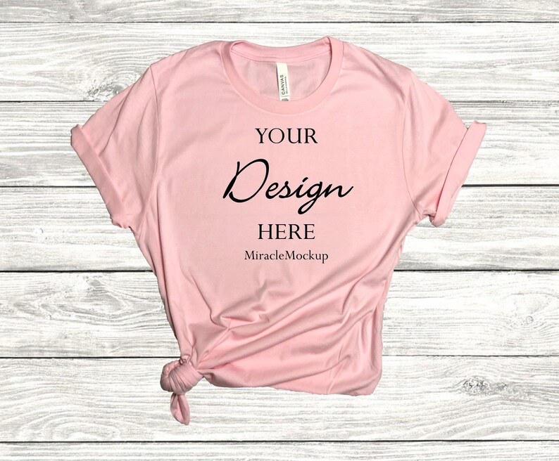Download Heather Pink Bella Canvas 3001 Mockup Shirt Mock-Up Wood | Etsy