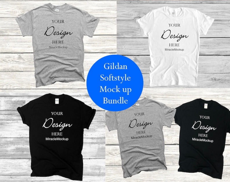 Download Gildan Softstyle Mock up Bundle T-Shirt 64000 Shirt Mockup | Etsy