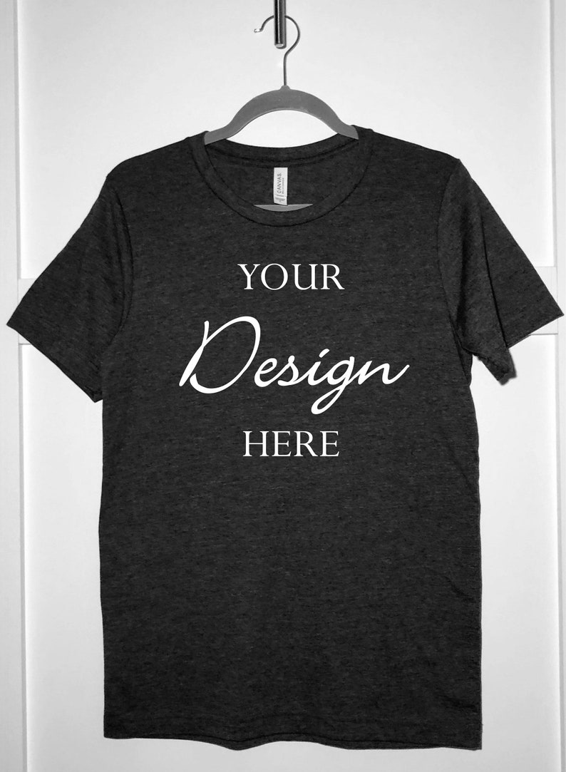 Bella Canvas 3001 Mockup Dark Grey Heather Hanger Mock up | Etsy